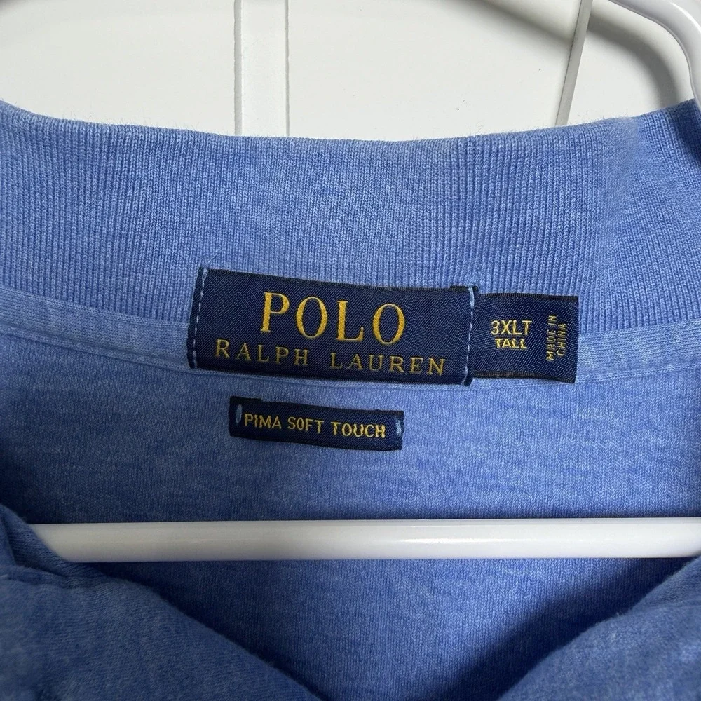 Polo Ralph Lauren Big & Tall Cotton Polo Shirt Blue Size 3XLT Pima Soft Touch